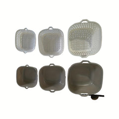 6pcs Double Plastic Drain Basket Kitchen Washing Basket