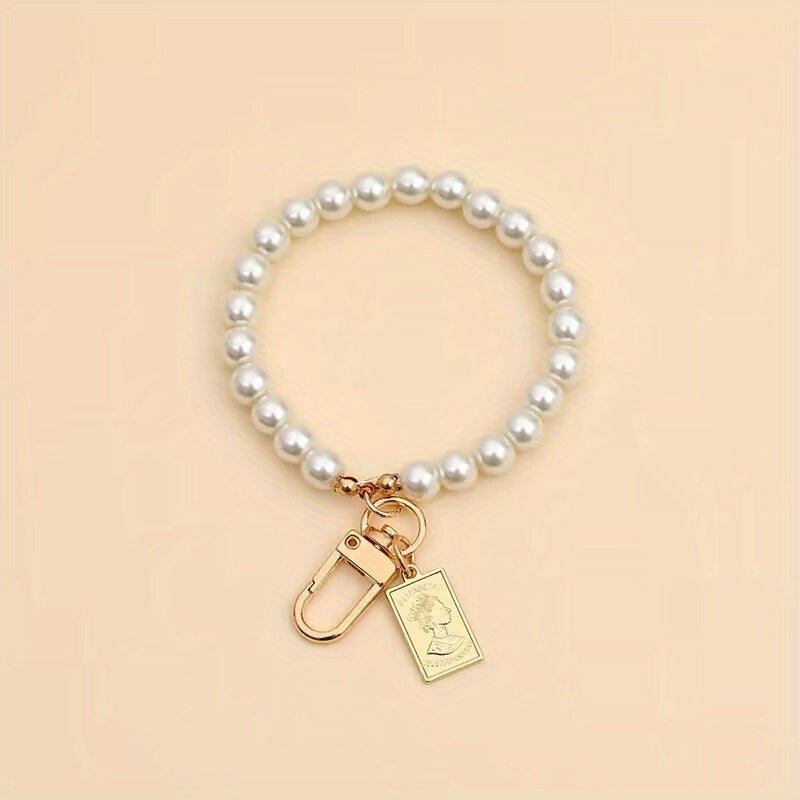 Retro Pearl Key Chain Small Pendant Alloy Key Chain Mobile Phone Chain