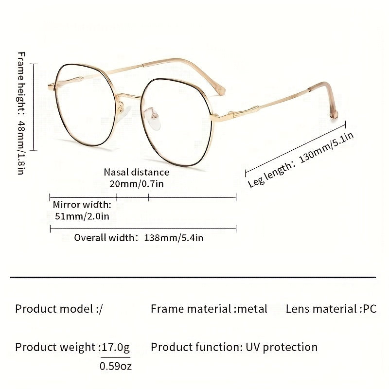 Metal Oval Clear Lens Anti Eyestrain Glasses