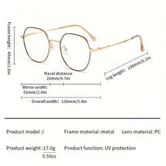 Metal Oval Clear Lens Anti Eyestrain Glasses
