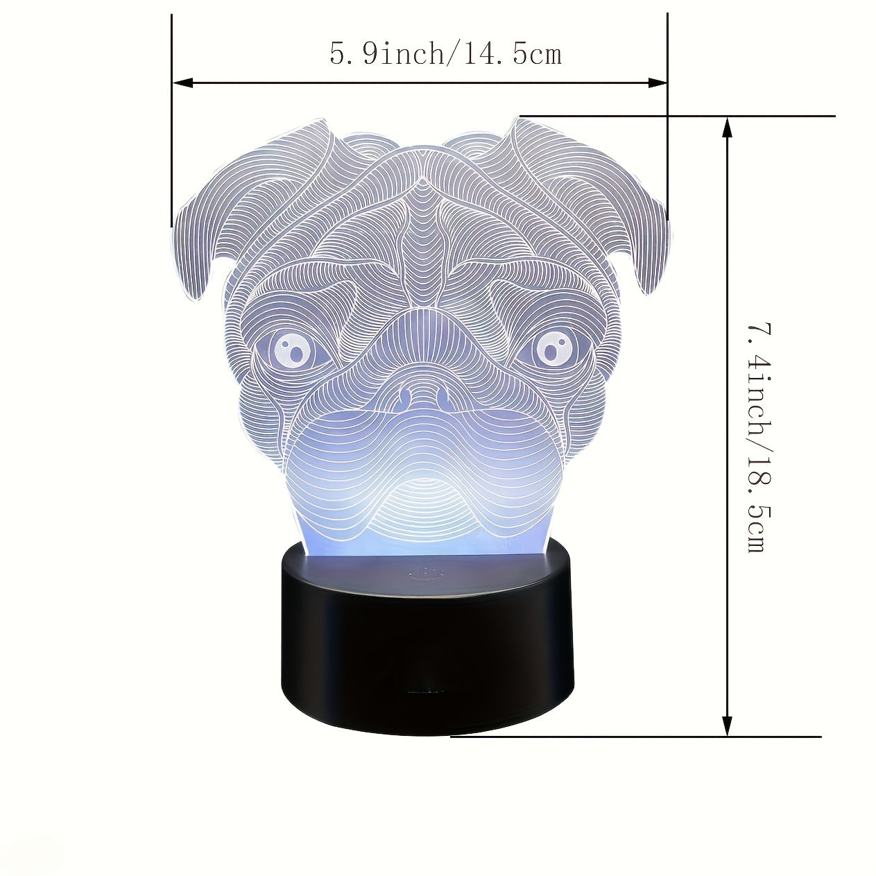 3D Dog Head Night Light Desk Lamp Dimmable 16 Colors Smart Touch Home Decor