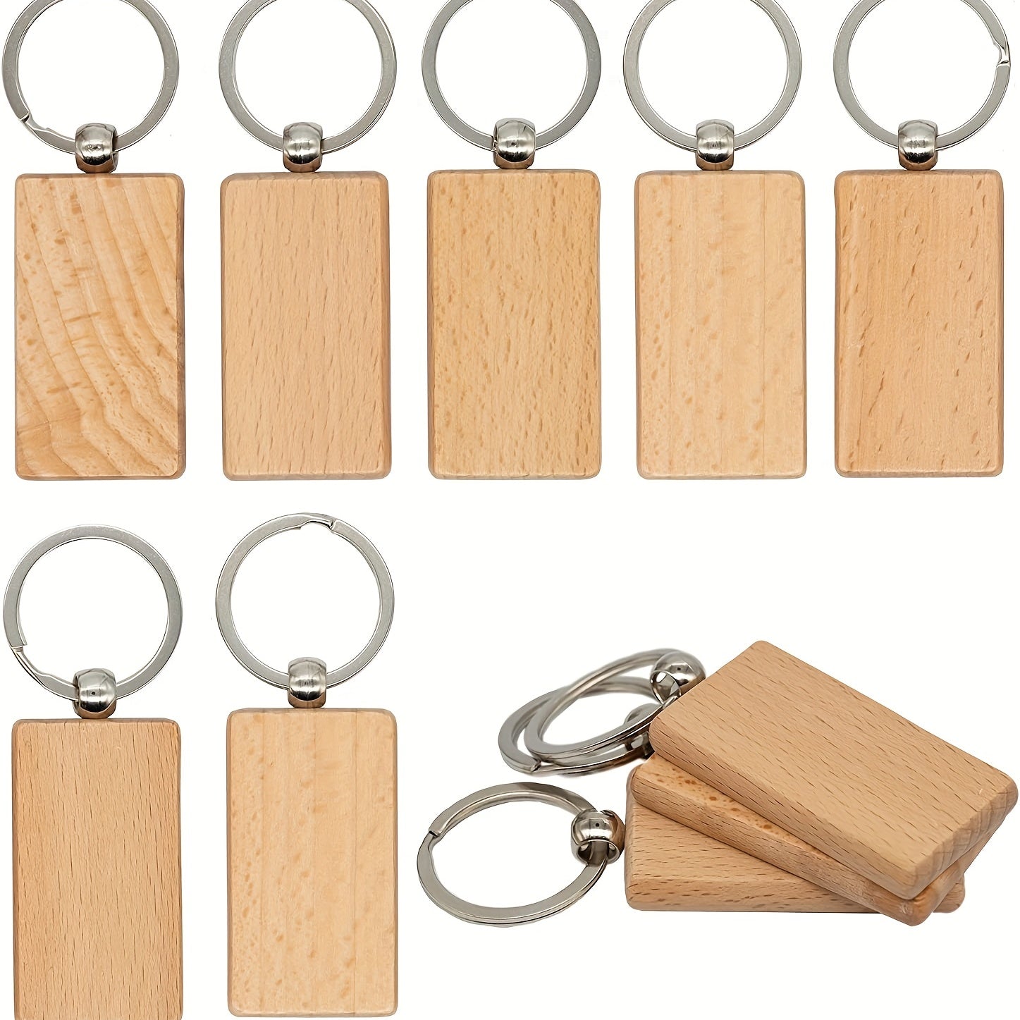 10 Pcs Blank Wood Keychains DIY Crafts Jewelry Making Pendants Bag Decorations