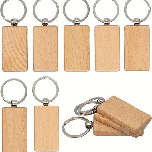10 Pcs Blank Wood Keychains DIY Crafts Jewelry Making Pendants Bag Decorations