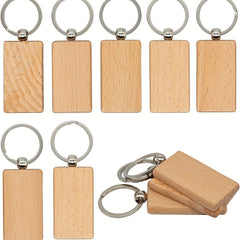 10 Pcs Blank Wood Keychains DIY Crafts Jewelry Making Pendants Bag Decorations