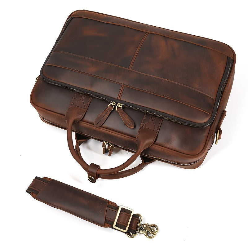 Men's Leather Briefcase Laptop Business Cowhide Bag Work Tote Bag