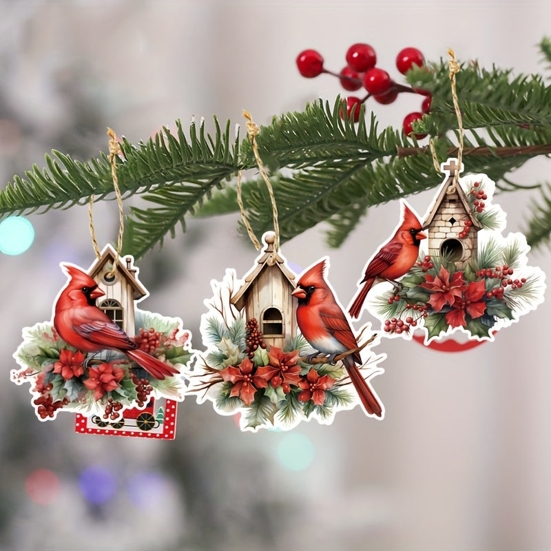Red Bird Christmas Decorations Tree Hanging