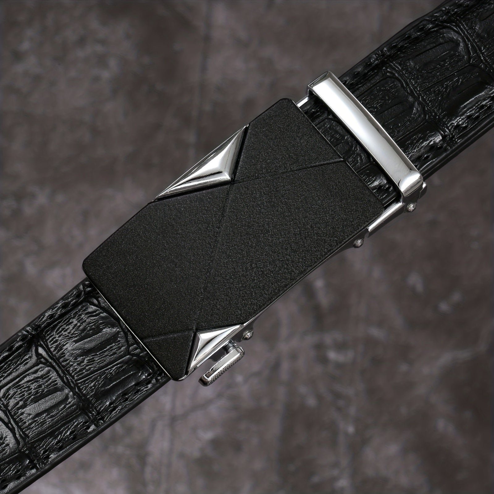 Men's Crocodile Pattern Automatic Buckle PU Leather Belt