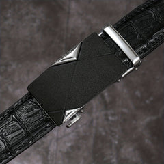 Men's Crocodile Pattern Automatic Buckle PU Leather Belt