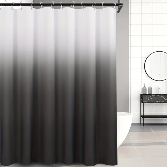 Waterproof Gray Gradient Shower Curtain with Plastic Hooks 71x71in