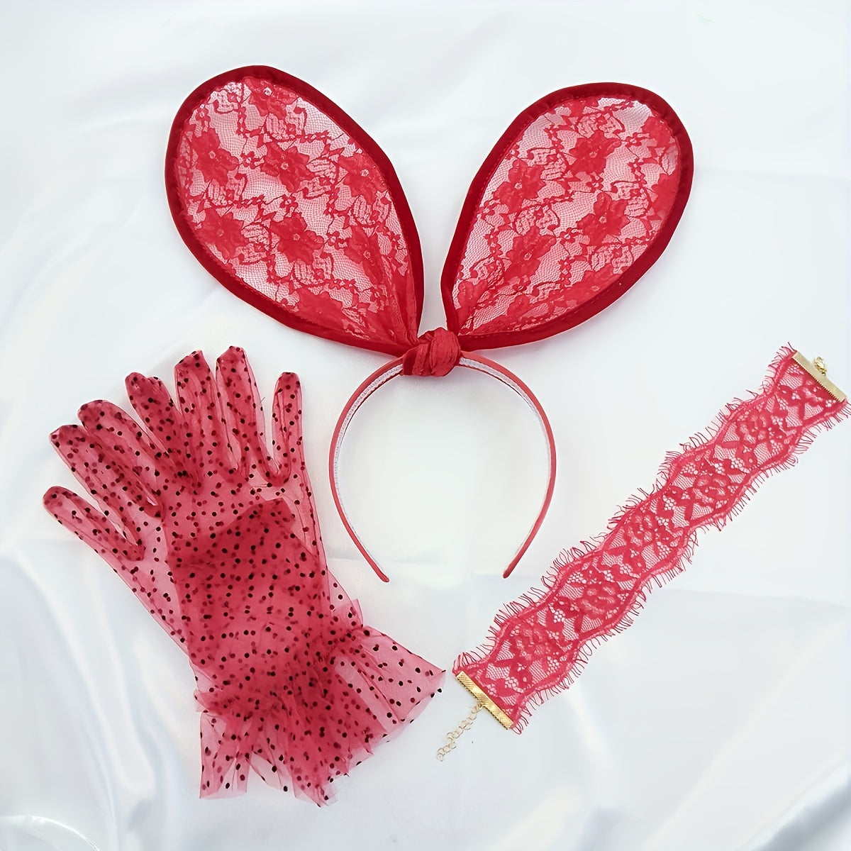 4pcs Rabbit Ears Lace Head Hoop Bachelorette Party Accessories