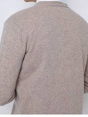 Woolen V-neck Button Up Cardigan for Men