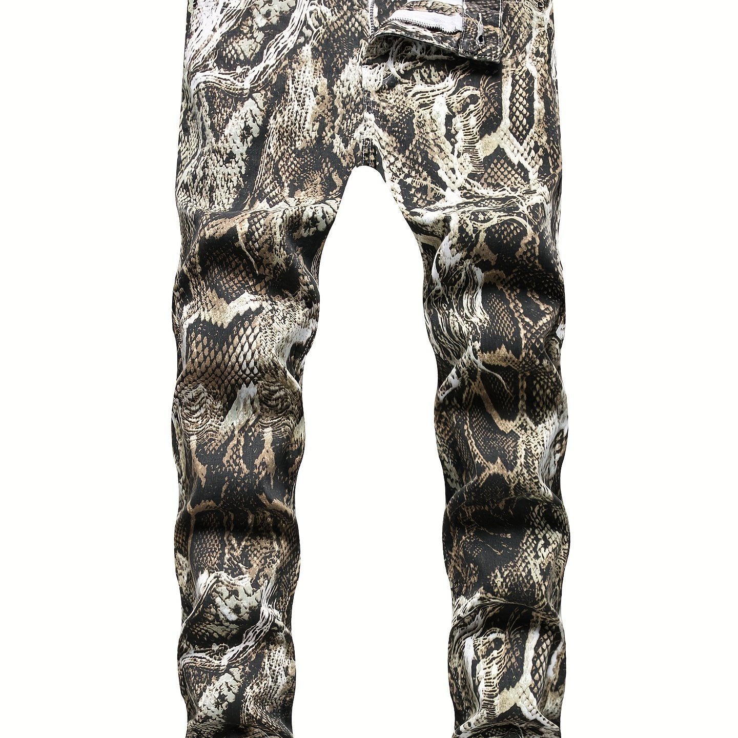 Men's Slim Fit Snake Skin Graphic Jeans Streetwear