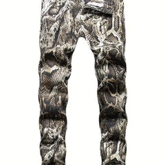 Men's Slim Fit Snake Skin Graphic Jeans Streetwear
