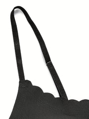 Scallop Trim Wireless Push Up Bra