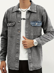 Men's Casual Denim Jacket Button Up Street Style
