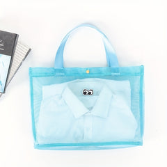 Cartoon Mesh Beach Bag Handbag Portable Toiletry Storage Bag