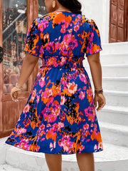  Tie Dye Surplice Neck Waist Dress