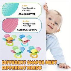 Silicone Hand Crank Bell Flower Toy for Babies Teething Sensory