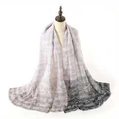 Paisley Print Scarf Boho Block Shawl Frayed Edge Windproof Head Wrap Sunscreen