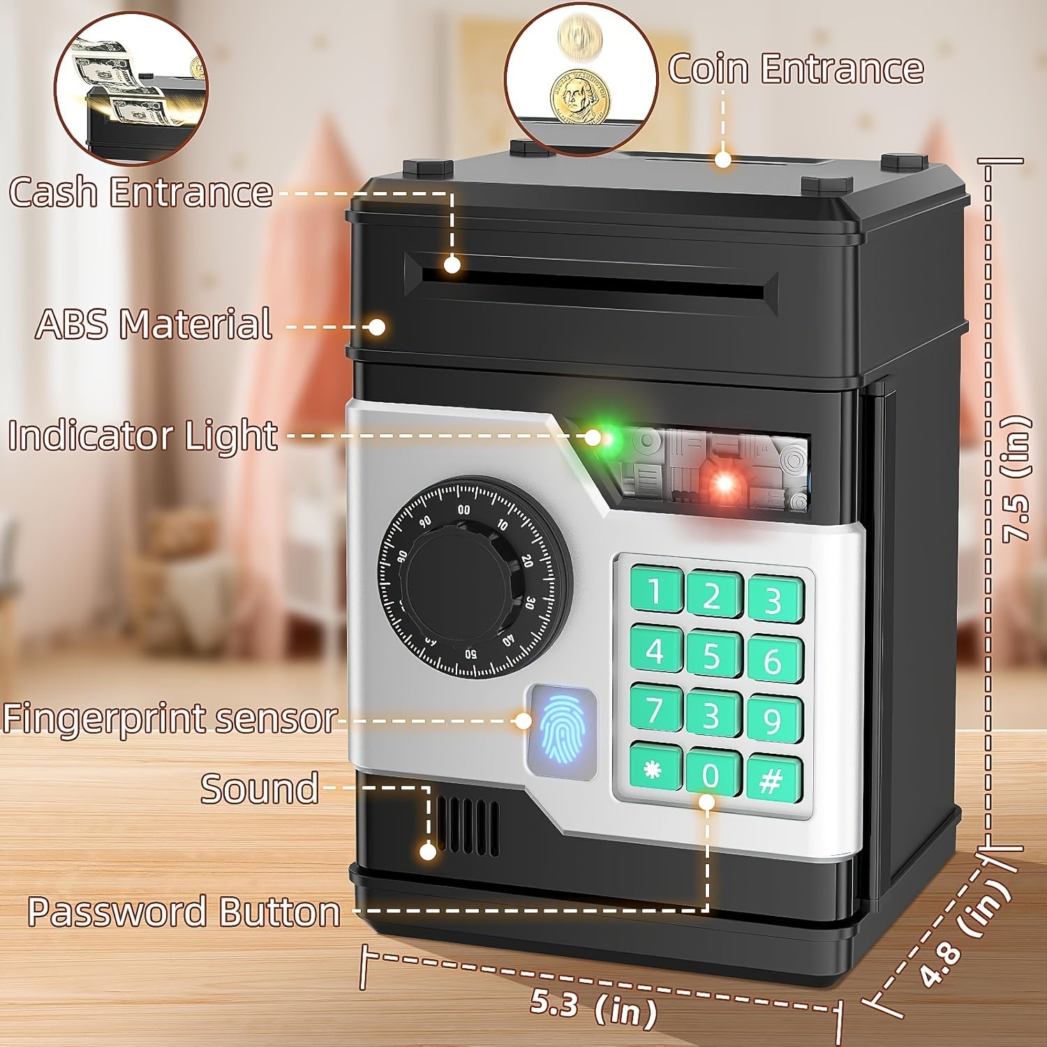 Secure Electronic Coin Bank with Password and Fingerprint Unlock