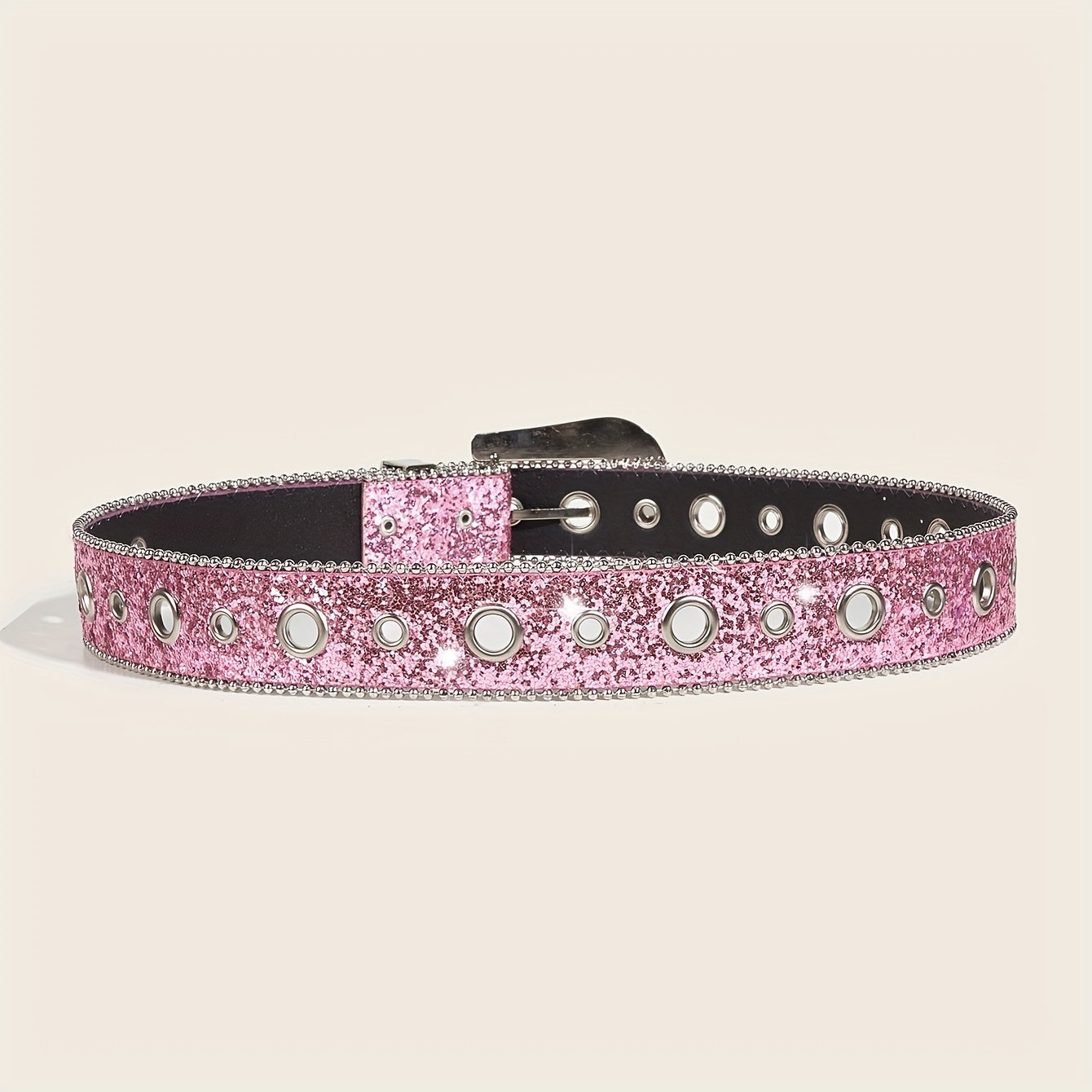 Pink Glitter Y2K PU Belt Hip Hop Jeans Pants Belt Sequin Sparkling