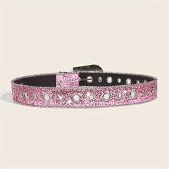 Pink Glitter Y2K PU Belt Hip Hop Jeans Pants Belt Sequin Sparkling