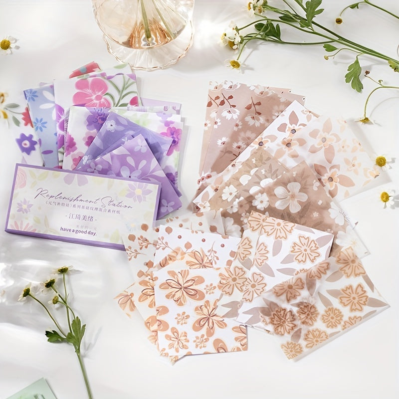 30Pcs Vintage Floral Background Art Craft Paper