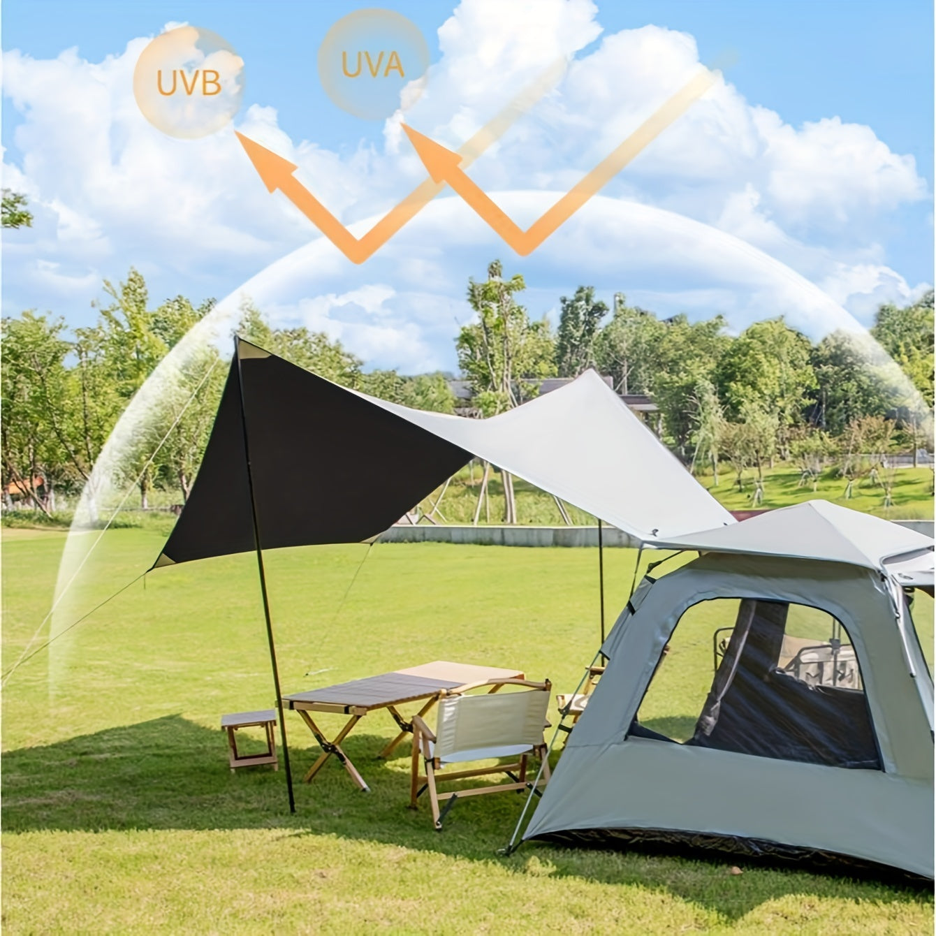 Quick Opening Camping Tent Waterproof and Windproof with Sun Shade