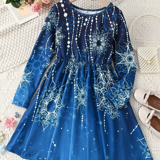 Kid Girls' Bead & Floral Print A Line Dress