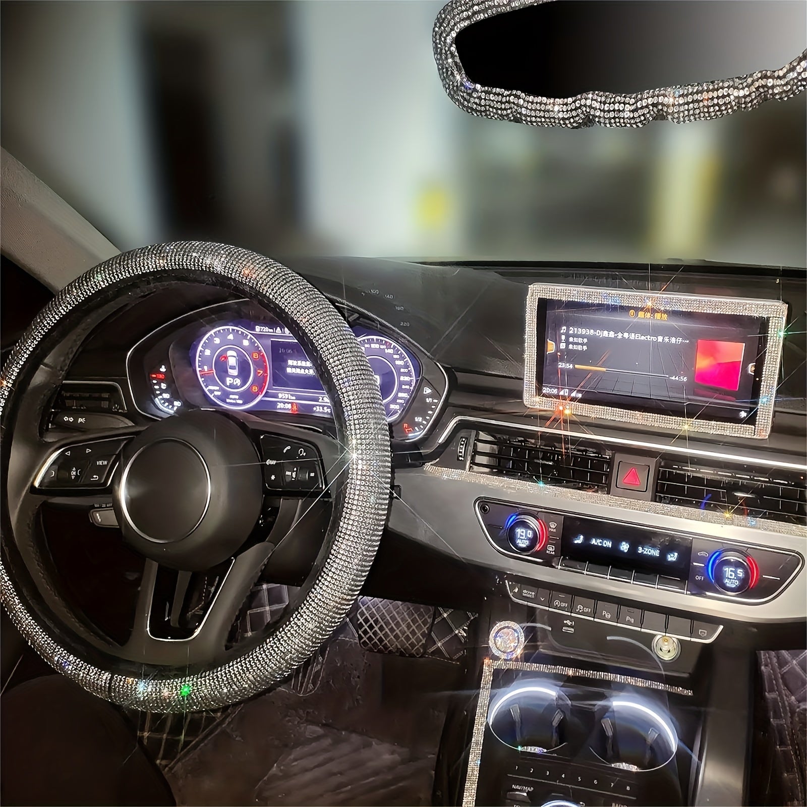 1 Yard Rhinestone Car Sticker for Dashboard Central Control