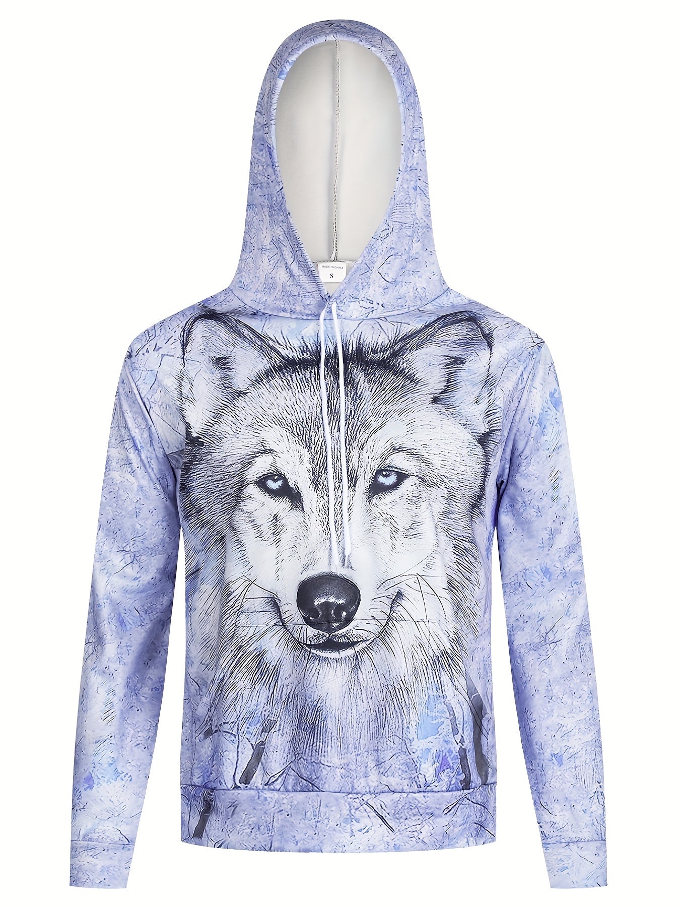 Wolf 3D Print Hoodie Kangaroo Pocket Pullover Mens Clothing