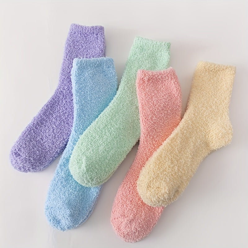 10 Pairs Fuzzy Socks Warm & Comfy Mid Tube Stockings Women's Hosiery