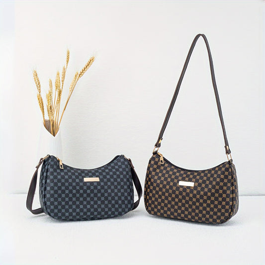 Geometric Printed Shoulder Bag with Zip Closure