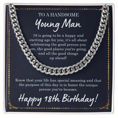 Sentimenta Necklace With Message Card for 18th Birthday Boy