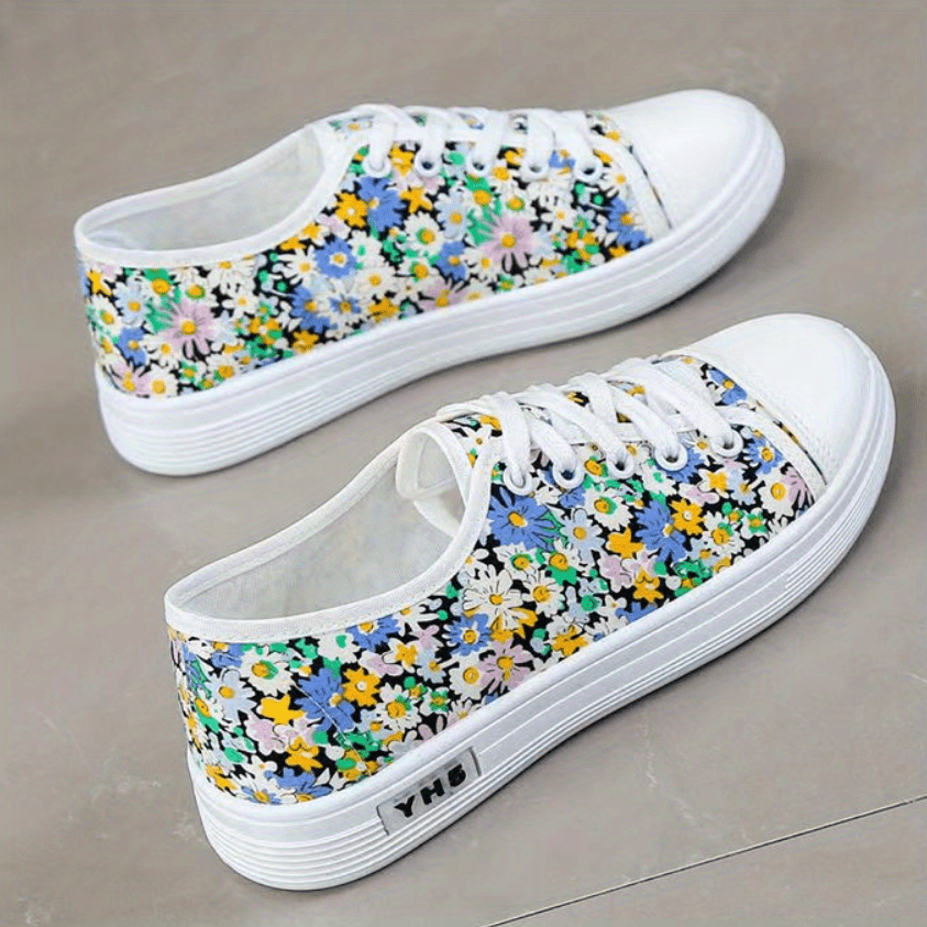 Women's Floral Print Canvas Shoes Lightweight Low Top Shoes