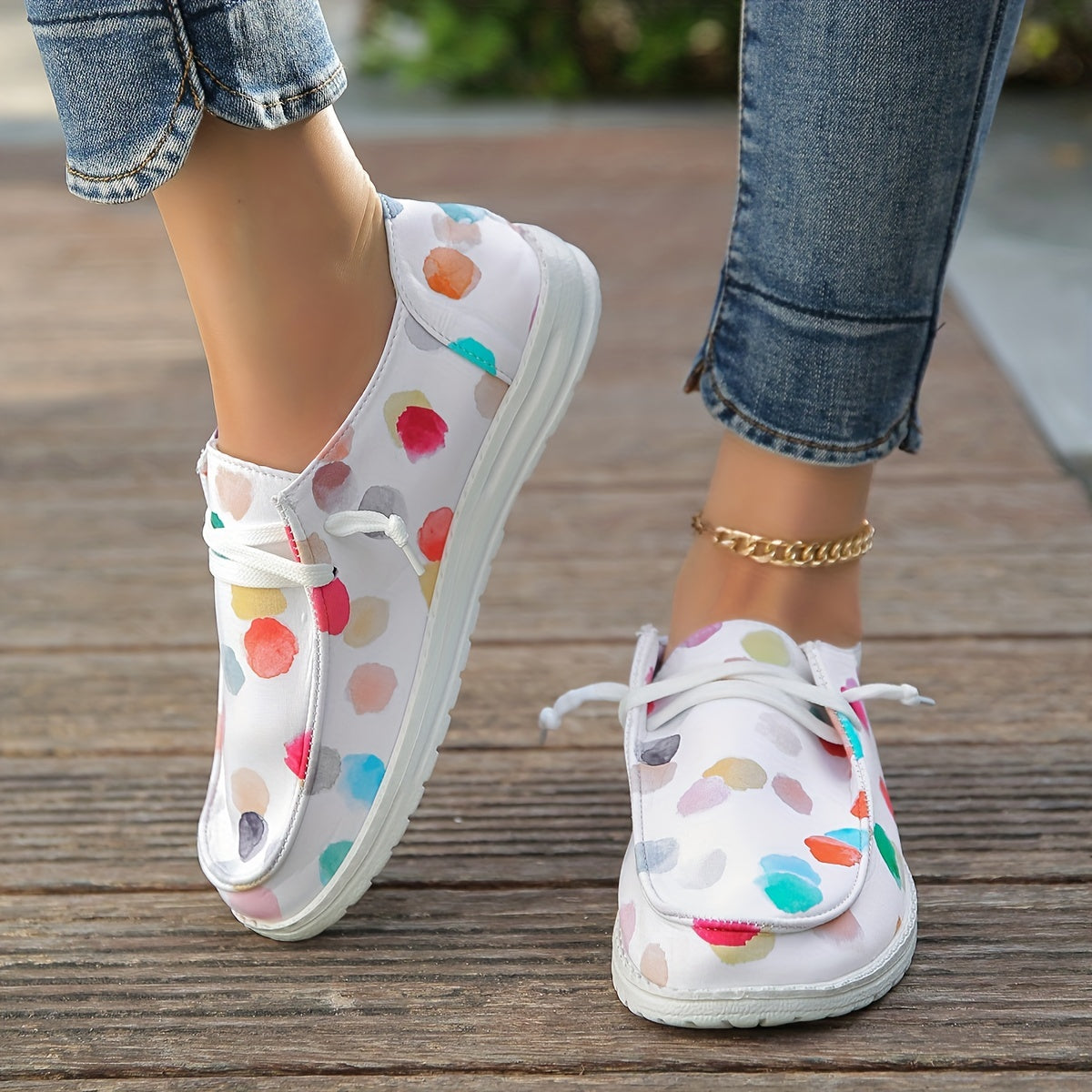 Women's Colorful Canvas Lace Up Sneakers Lightweight Walking Shoes