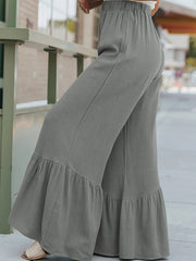  Solid High Rise Wide Leg Trousers
