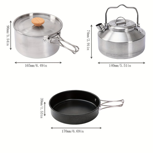 304 Stainless Steel Kitchenware Set with Teapot & Non-Stick Frying Pan