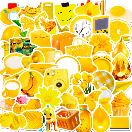 50pcs Cream Yellow VSCO Girl Stickers for Water Bottles Phones Laptops Notebooks