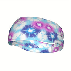 Tie Dye Headband Pink Sparkling Patterns Sports Casual Wear