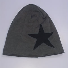 Neutral Large Star Jacquard Plus Velvet Knitted Hat