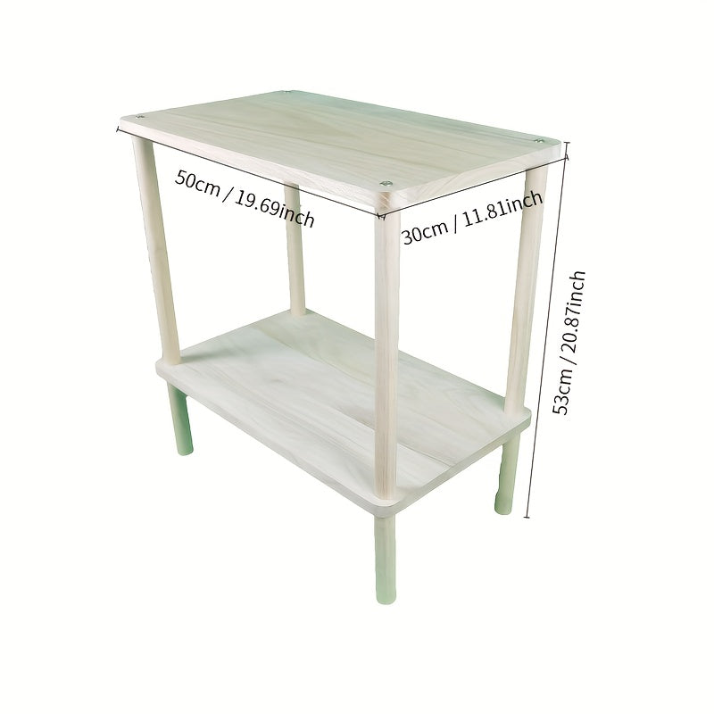 2-Story Wooden Small Table for Living Room & Bedroom Use