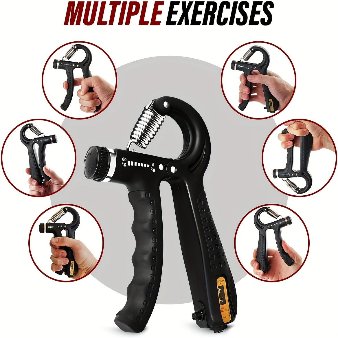 Adjustable Hand Grip Strengthener 10-130lbs Forearm Exerciser