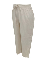  Casual Pants Women's Plus Solid Elastic Drawstring High Rise Loose Fit