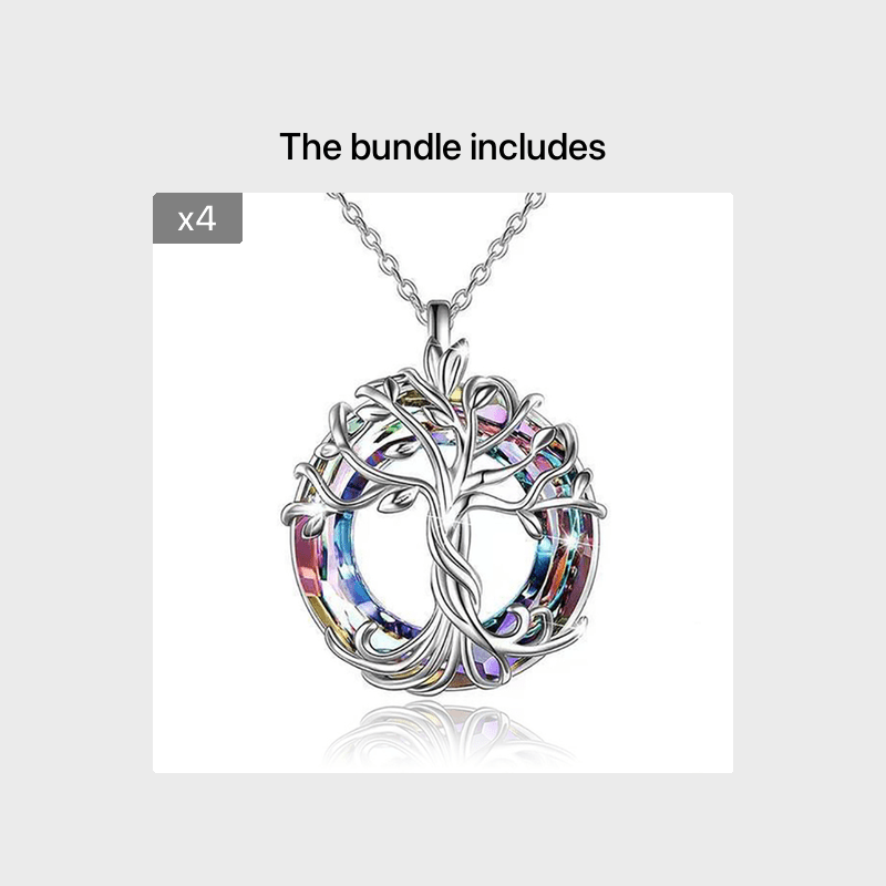 Tree Of Life Necklace Round Rainbow Crystal Pendant Birthday Gift