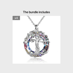 Tree Of Life Necklace Round Rainbow Crystal Pendant Birthday Gift