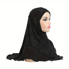 Muslim Hijab Arab Hat Lace Stitching Veil Hat for Girls