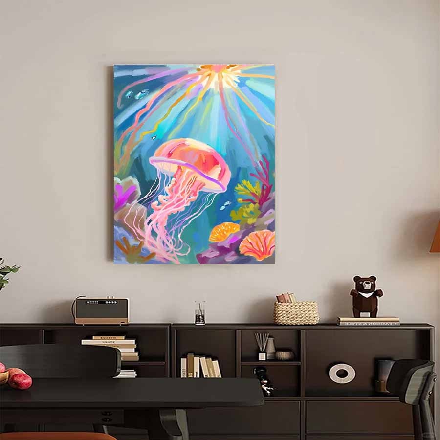 Underwater Ocean Theme DIY by Numbers Kit for Adults with Jellyfish & Coral Reef