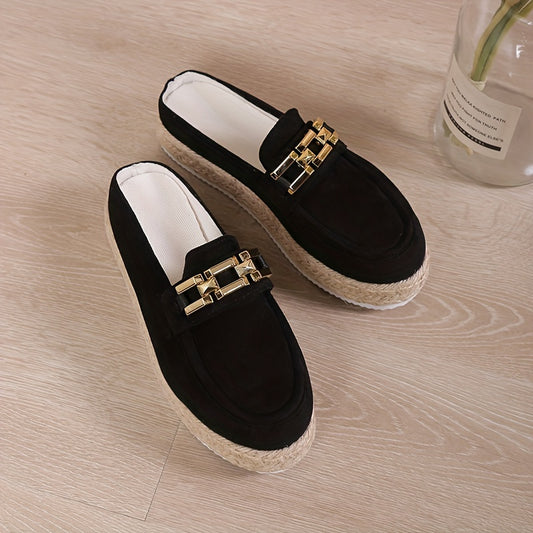 Women's Espadrille Mules with Chain Decor