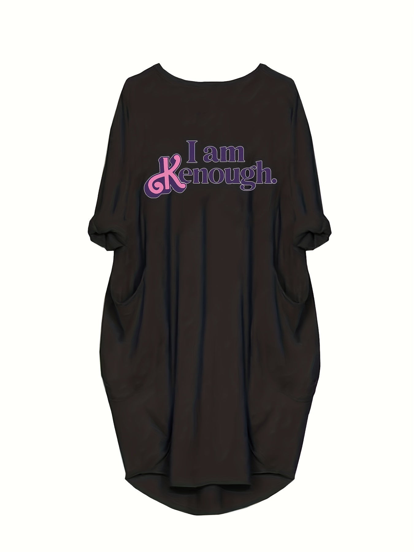  Casual Dress Women's Plus Letter Print Long Sleeve